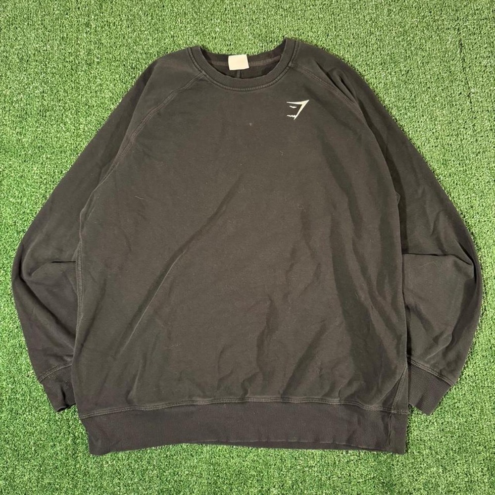 Gymshark Mens Black Crewneck Sweatshirt Embroidered Logo XXL 0222